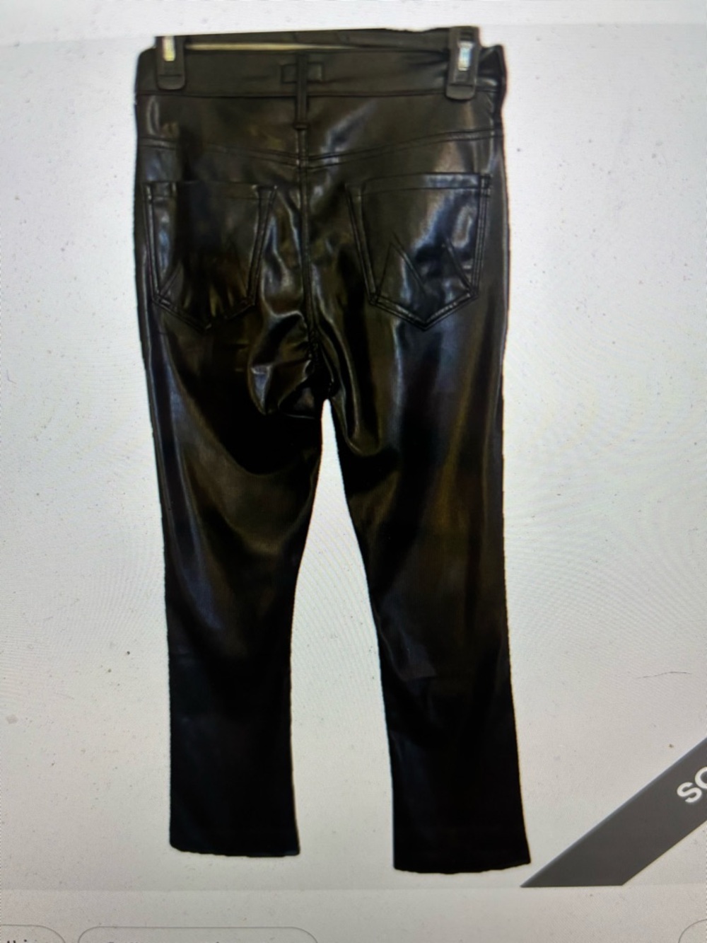 MOTHER Black Faux Leather Straight-Leg Pants size 26 - Picture 3 of 10